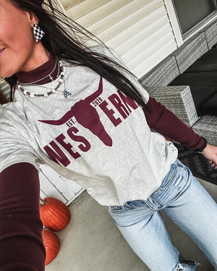 Brand Logo T - Oatmeal/Maroon