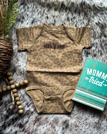 Brand Brown Logo Onesie - Brown Leopard