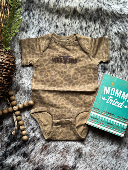 Brand Brown Logo Onesie - Brown Leopard
