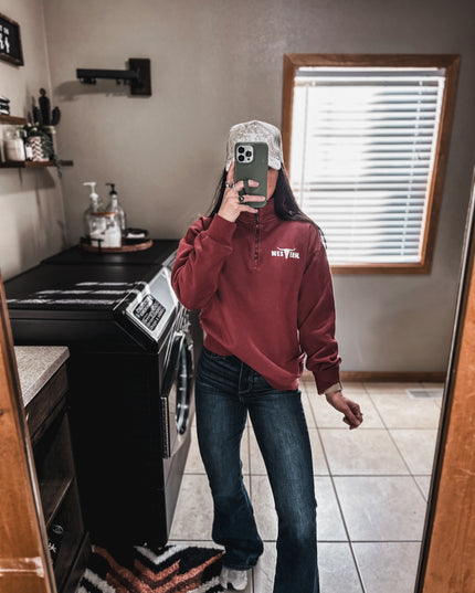 Brand 1/4 Zip Brick Red