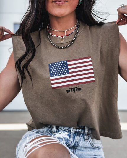 United States Flag - Cap Sleeve Tank