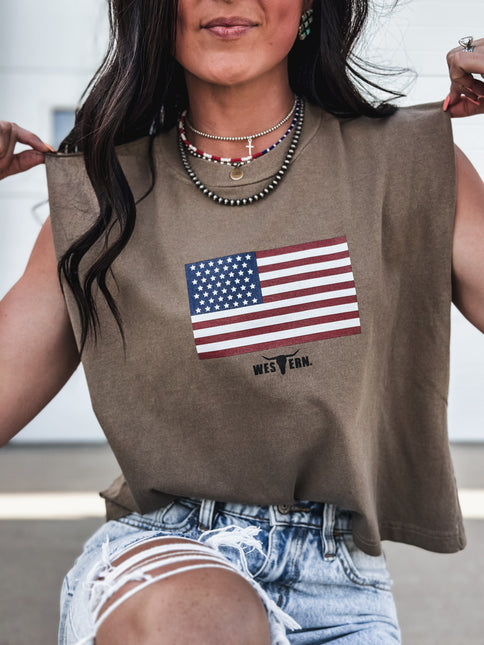United States Flag - Cap Sleeve Tank