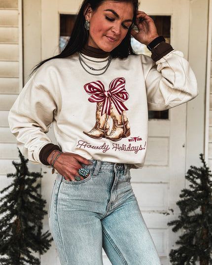 Howdy Holidays Crew - Natural Cream