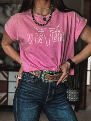 Brand Charleston Crop Tee - Heather Pink
