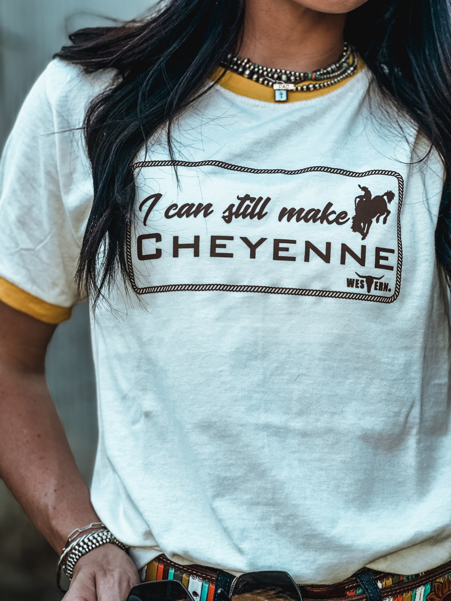 Cheyenne - Mustard Ringer Tee