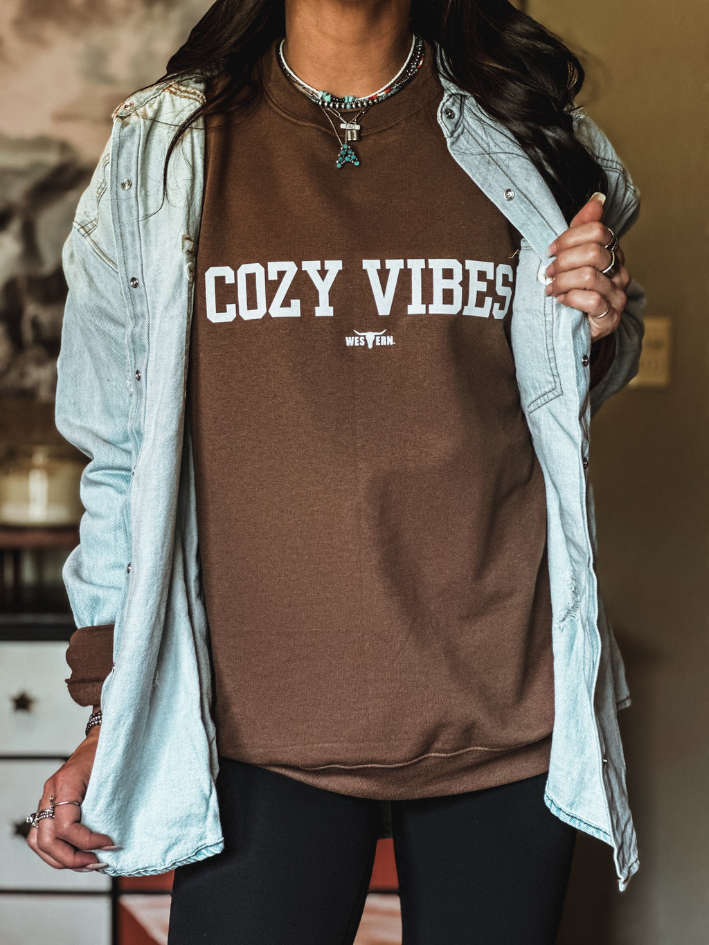 COZY VIBES Crew - Brown