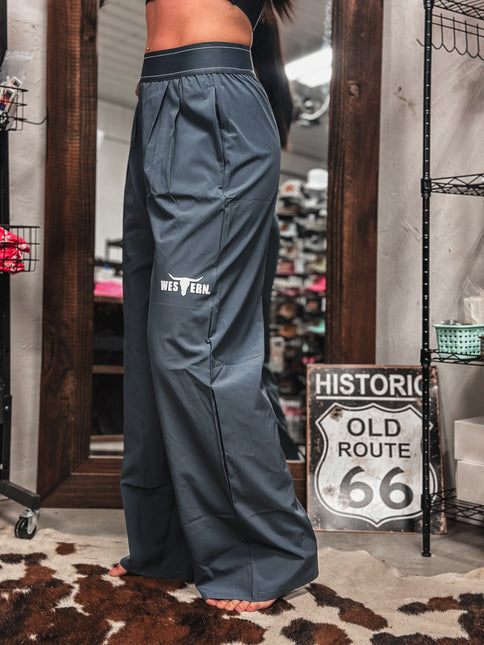 Brand Barre Wide Leg Active Sweats - Charcoal