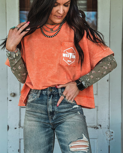 Brand Tulip Oversized Box Tee - Orange