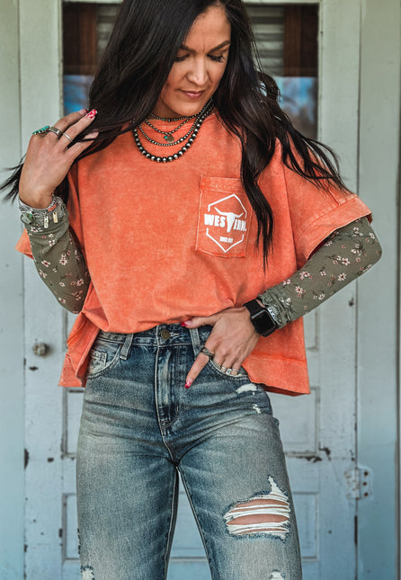 Brand Tulip Oversized Box Tee - Orange