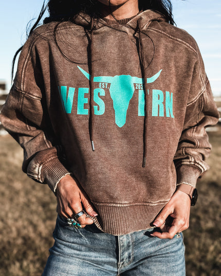 Brand Jersey Hoodie - Mocha/Turq