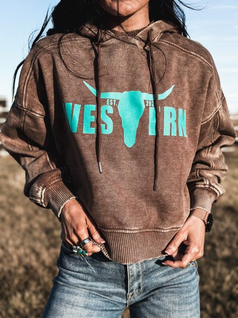 Brand Jersey Hoodie - Mocha/Turq