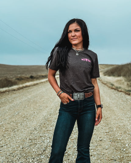 Brand Logo T - Charcoal/Pink