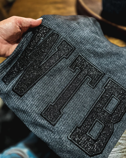 WTB Glitter Applique Corded Crew