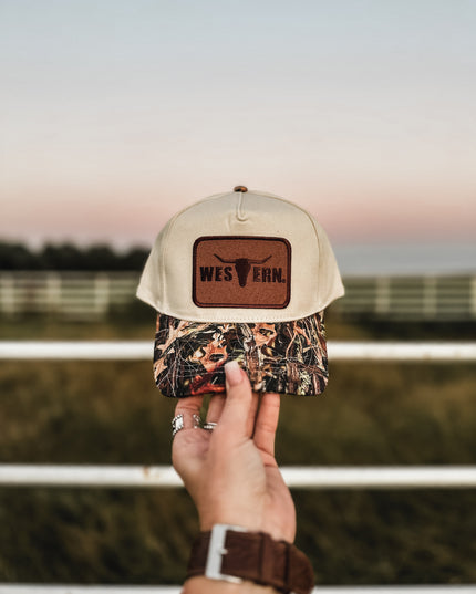 Brand Logo Embroidered Patch Hat - Camo Woods/Cream