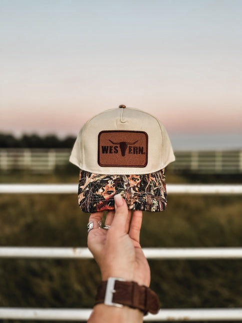 Brand Logo Embroidered Patch Hat - Camo Woods/Cream