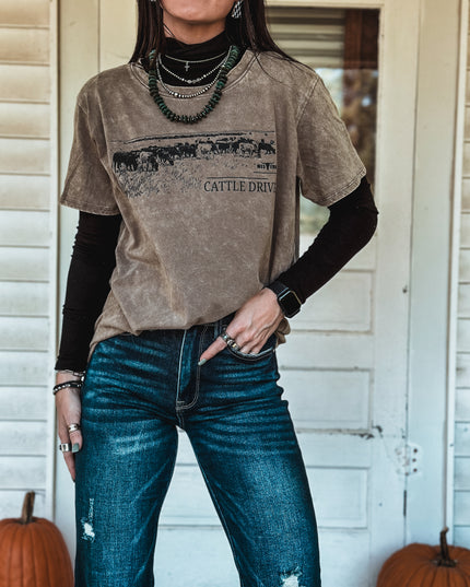 Cattle Drive Oversized T - Mocha