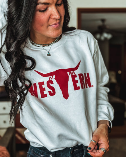 Brand White/Red Logo Crew