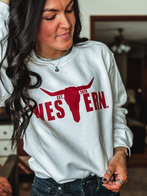 Brand White/Red Logo Crew