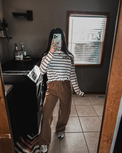 Brand Striped Basic Longsleeve - Brown