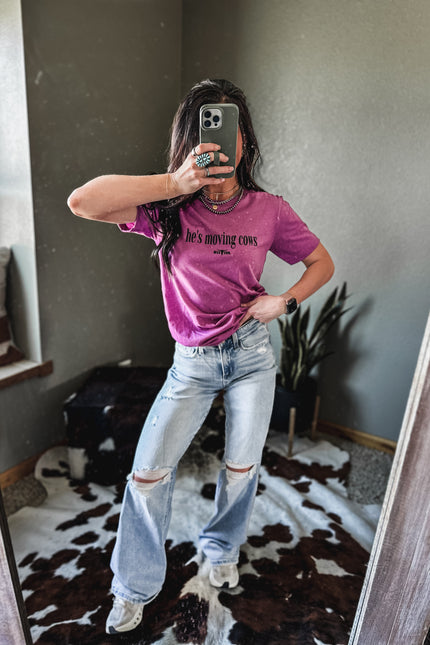 He's Moving Cows T - Electric Purple