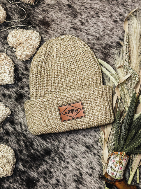 Brand Sport Knit Beanie - Cream