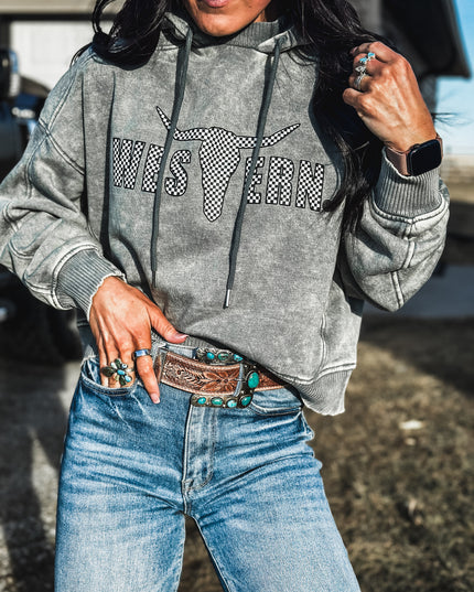 Brand Jersey Hoodie - Sage Blue/Checkers