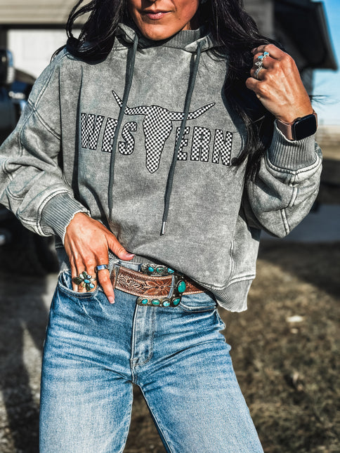 Brand Jersey Hoodie - Sage Blue/Checkers