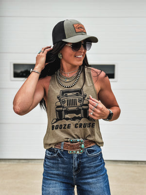 Booze Cruise Cropped Tank - Olive