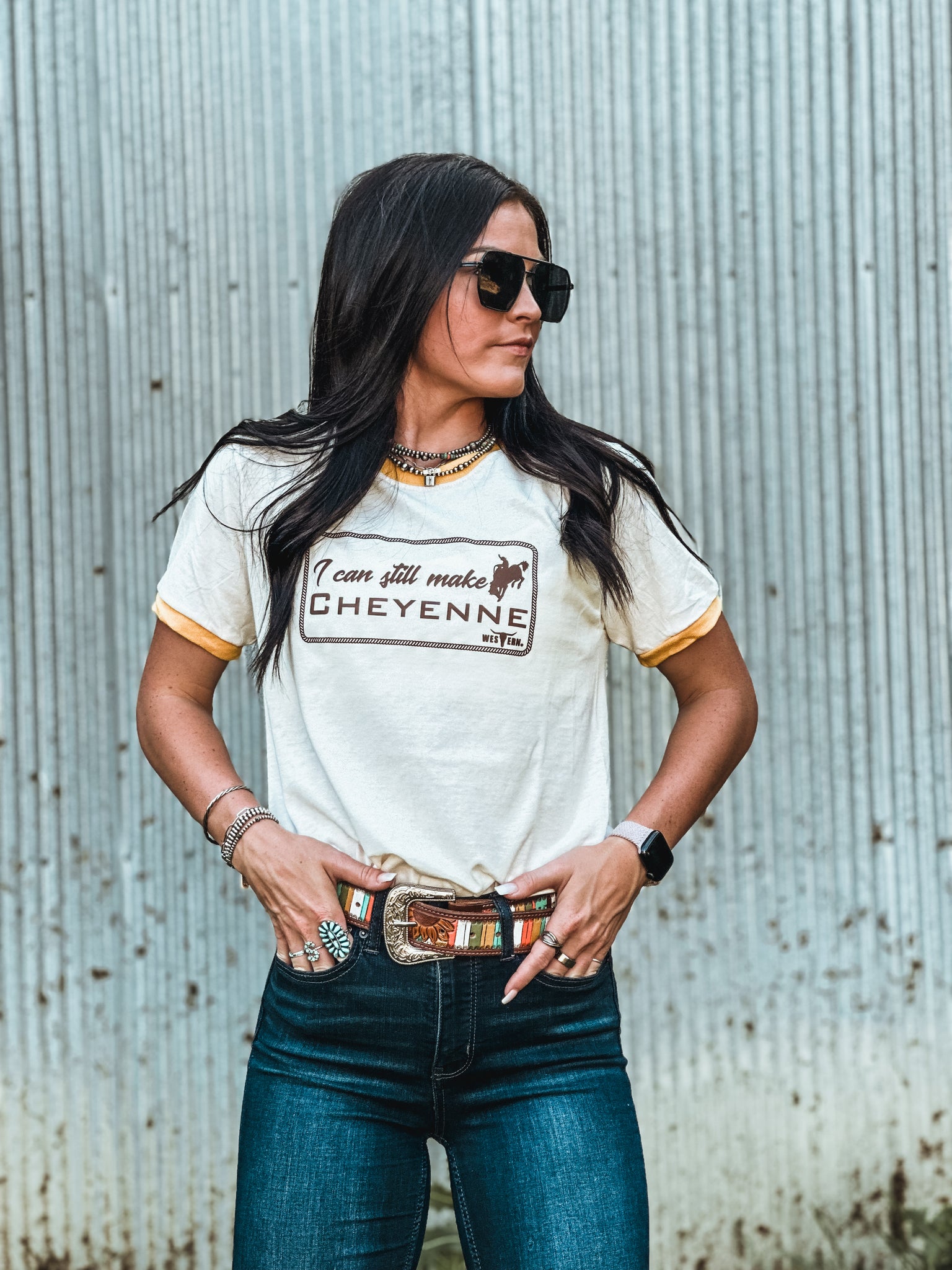 Cheyenne - Mustard Ringer Tee