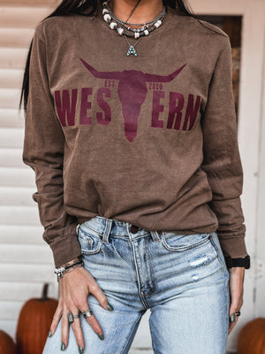 Brand Logo Longsleeve - Brown/Maroon