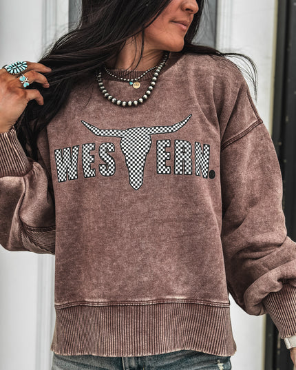 Brand Checker Logo Fleece Pullover - Mocha