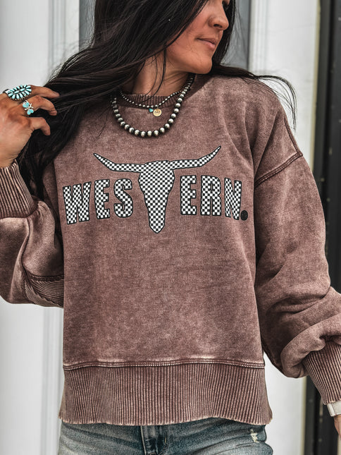 Brand Checker Logo Fleece Pullover - Mocha