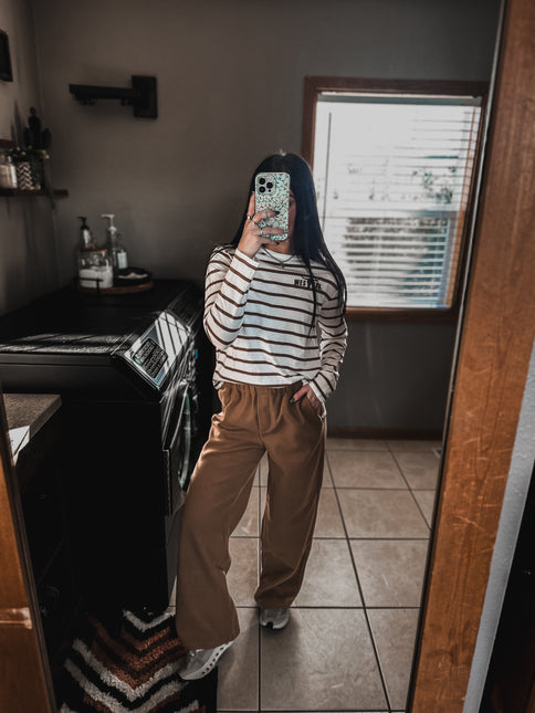 Brand Striped Basic Longsleeve - Brown