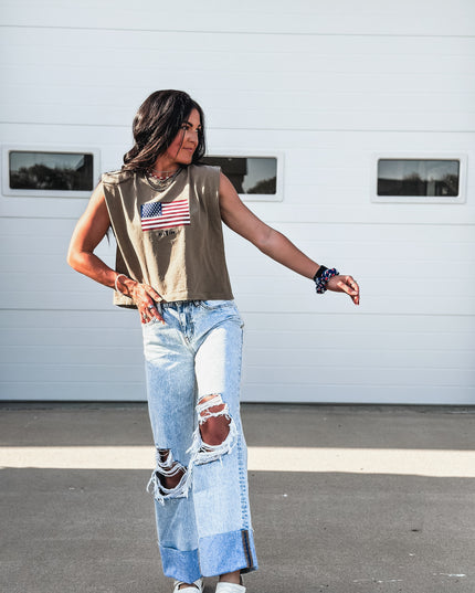 United States Flag - Cap Sleeve Tank