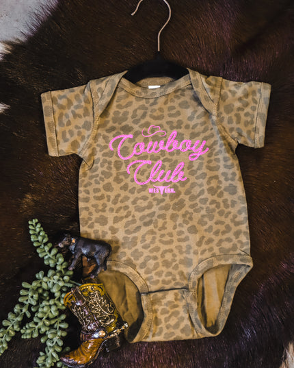 Cowboy Club (Pink) Onesie - Brown Leopard