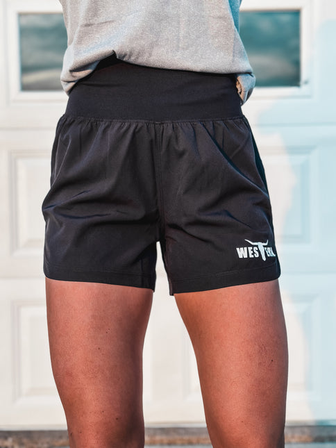 Brand Tracker Shorts (Curved Hem) - Black