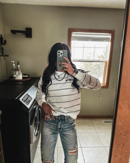 Brand Essential Navy Stripe Sweater