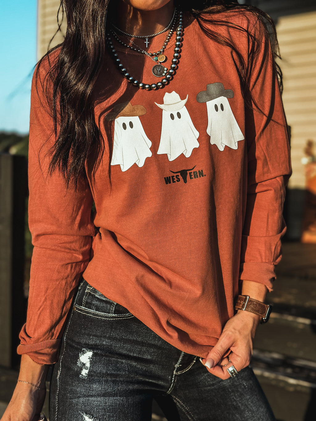 Ghost Cowboys Longsleeve - Pumpkin