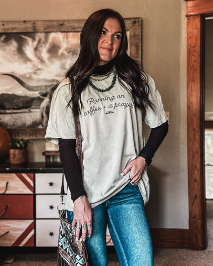 Coffee + a Prayer Oversized T - Tan