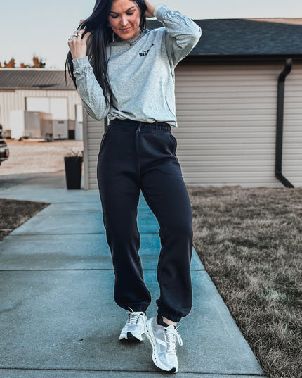 Brand Tri-Cotton Joggers - Black