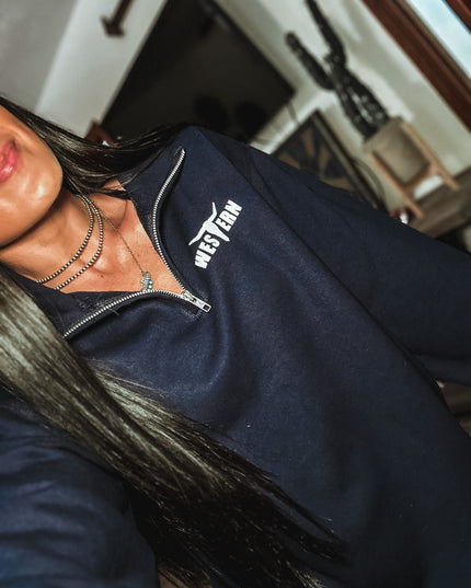 Brand Logo 1/4 Zip Navy