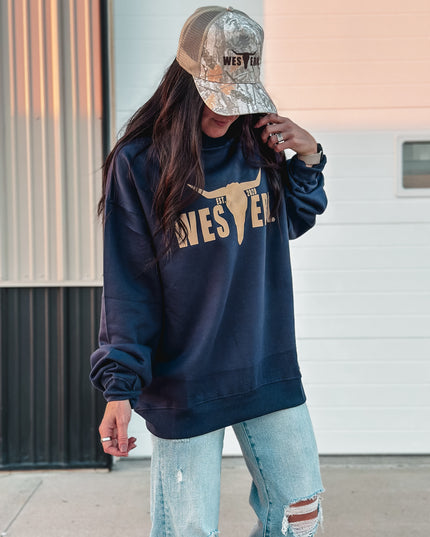 The Navy Mockneck (Cream Logo)