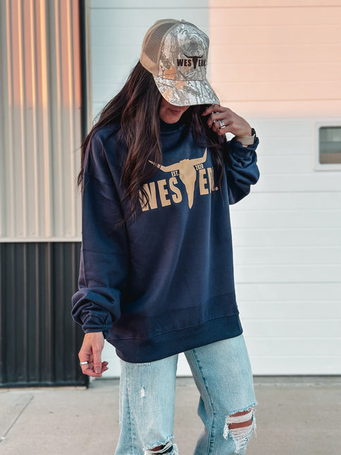 The Navy Mockneck (Cream Logo)