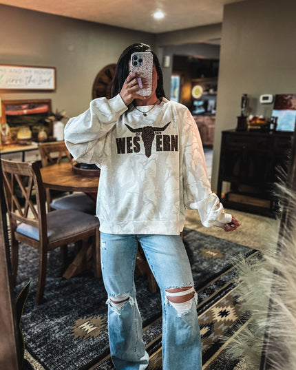 Glitter Logo Camo Mockneck