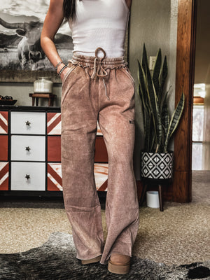 Brand Wide Leg Lounge Pants - Camel