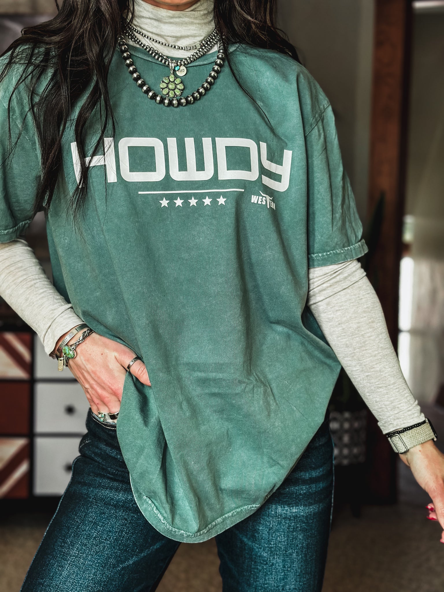 HOWDY Oversized T - Vintage Mineral Green