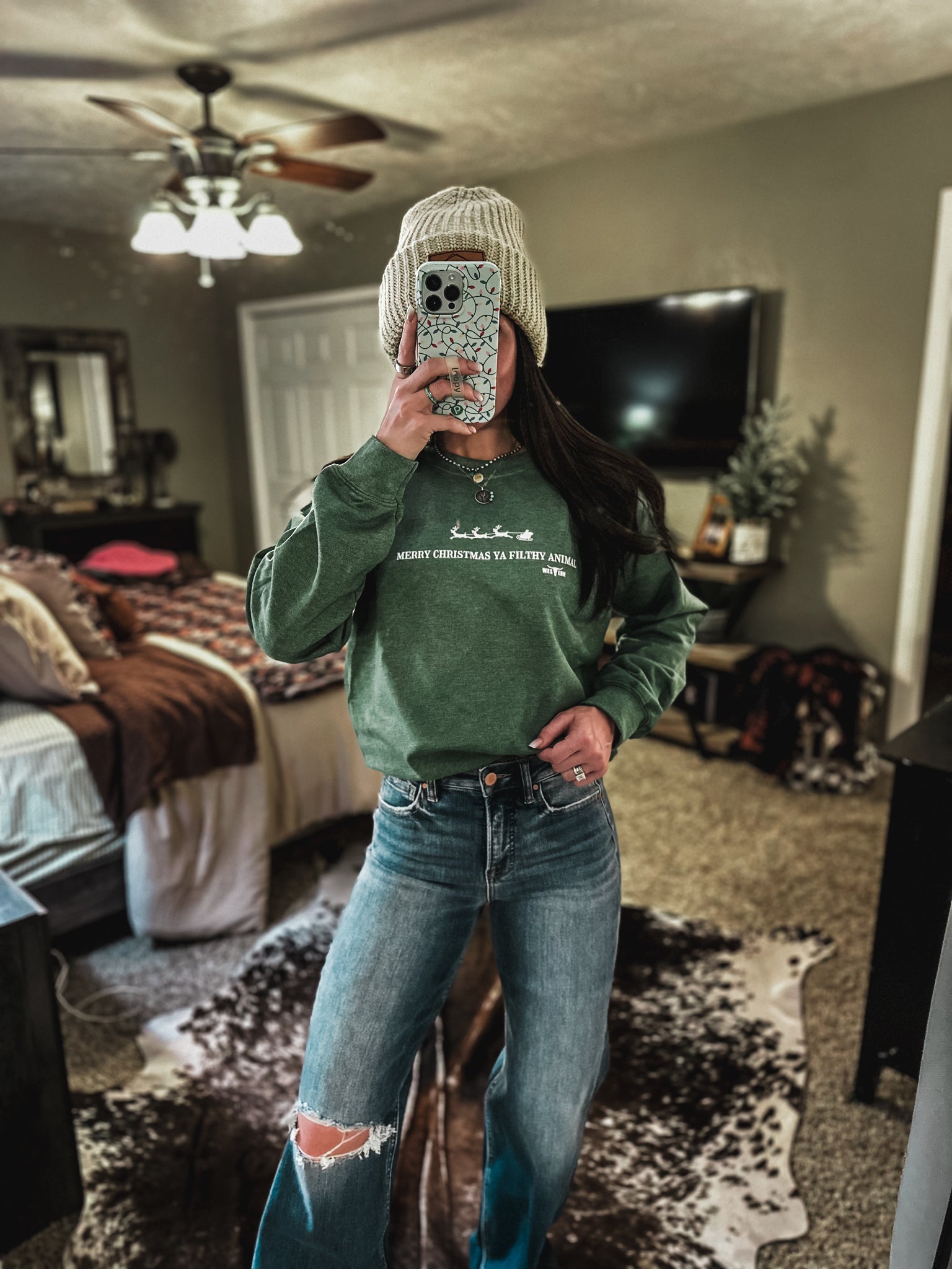 Filthy Animal Crew - Heather Olive Green