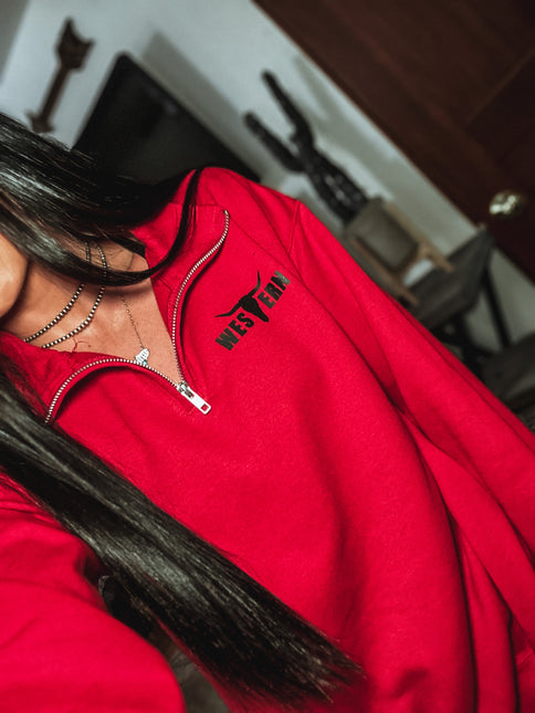 Brand Logo 1/4 Zip Red
