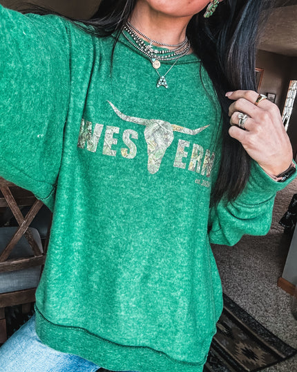 Brand Brushed Crew Sweater - Forest/Camo