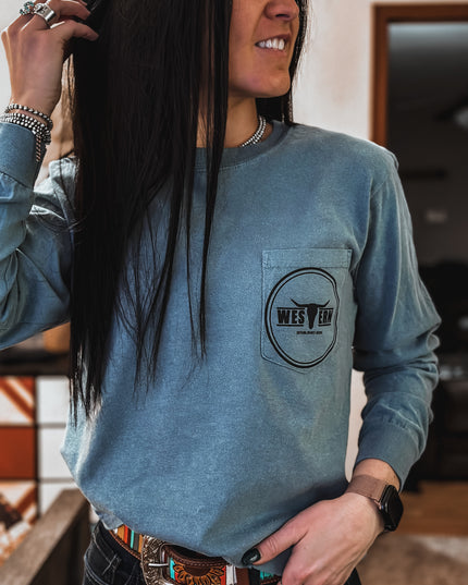 Brand Longsleeve Pocket T - Denim